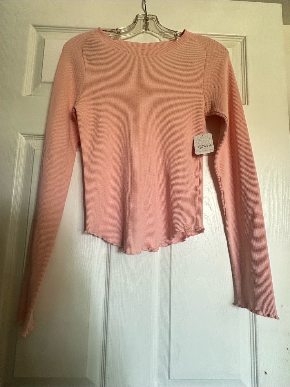 We The Free Soft Pink Ribbed Long Sleeve Top